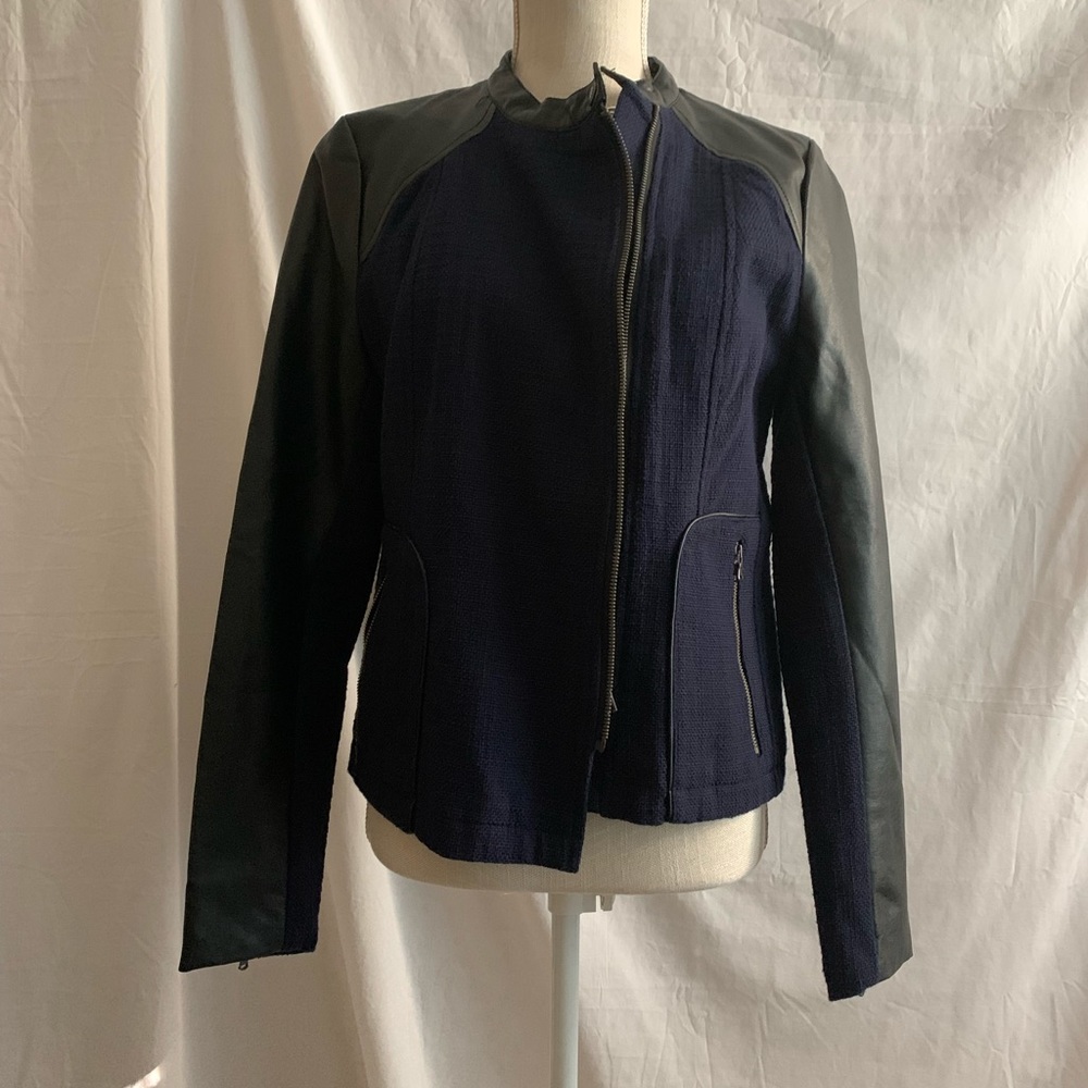 NWOT Blue Moto Jacket Large - Picture 9 of 12